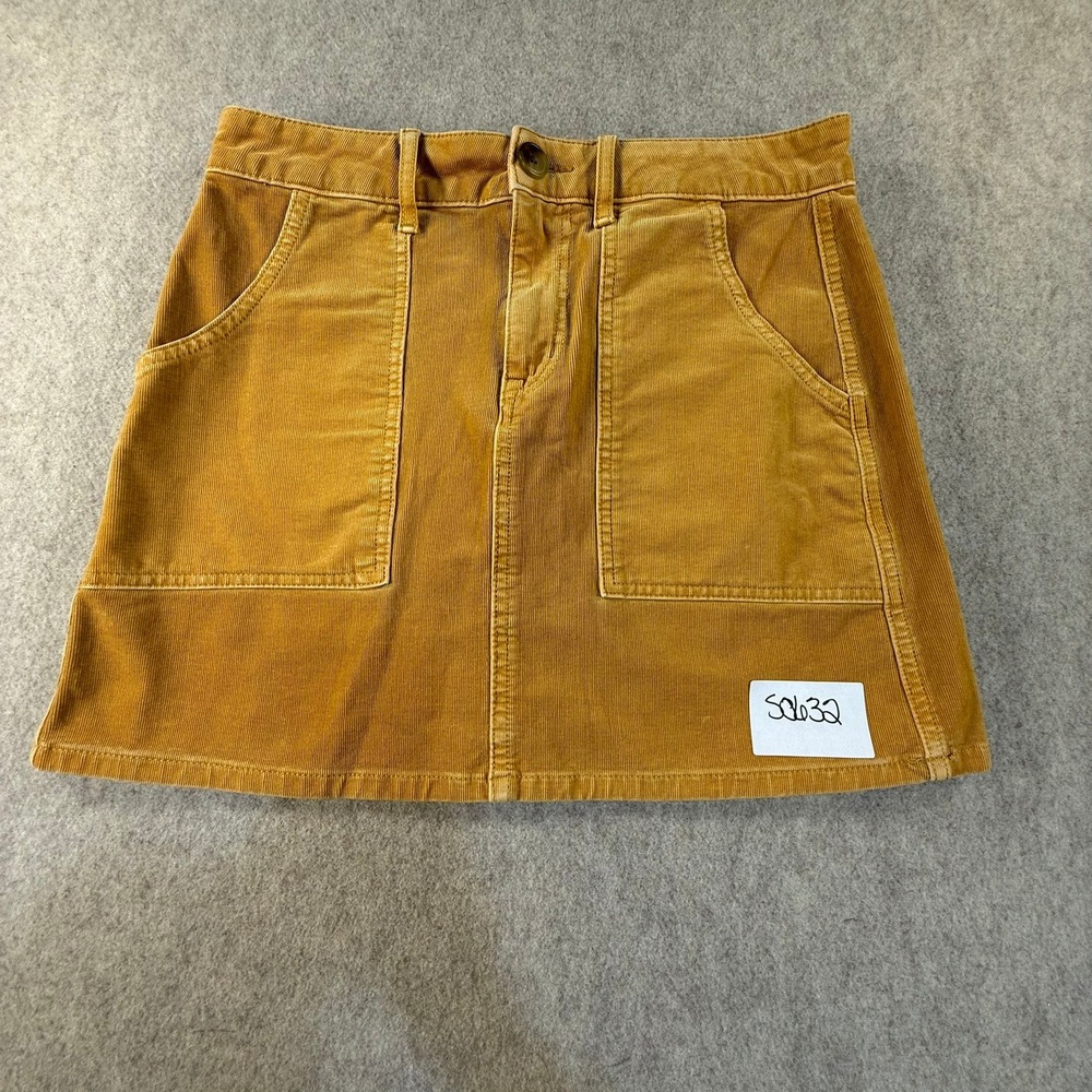 American Eagle Corduroy Mini Skirt Mustard Tan Super Stretch Size 4 Regular